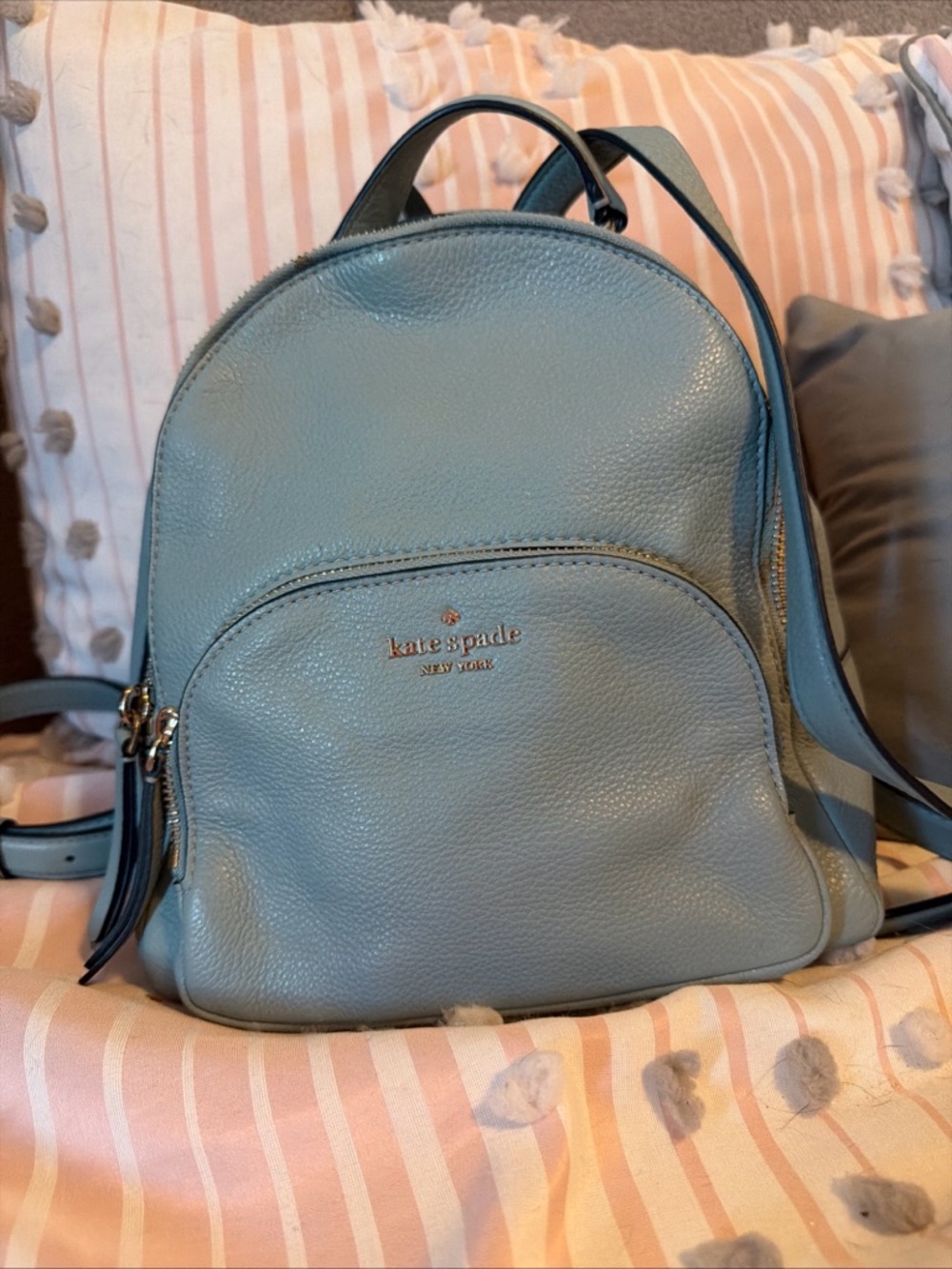 kate spade Light Blue Pebbled Leather Mini Backpack